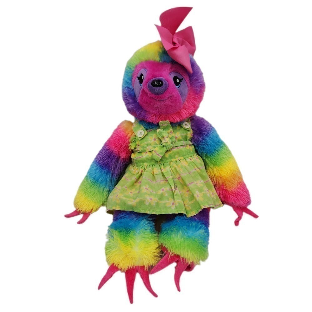 Build A Bear Workshop BABW Let's Hang Rainbow Sloth Stuffed Plush 18"